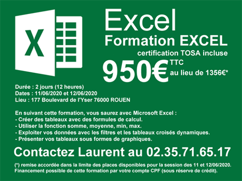 formation excel cpf à Rouen